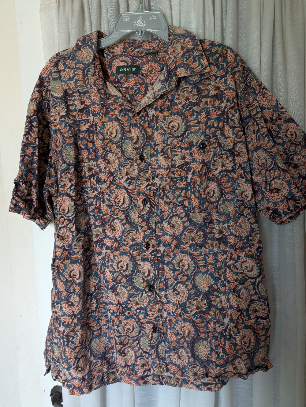 Orvis Navy Floral Short-Sleeve Button-Up Shirt